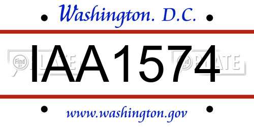 IAA1574 District Of Columbia License Plate