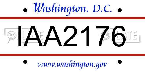 IAA2176 District Of Columbia License Plate