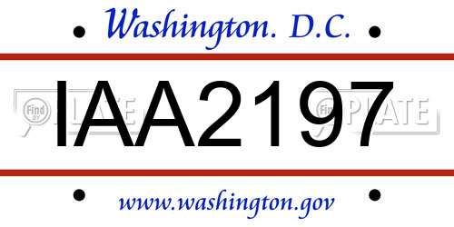 IAA2197 District Of Columbia License Plate