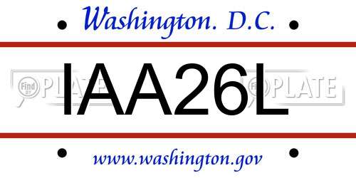 IAA26L District Of Columbia License Plate