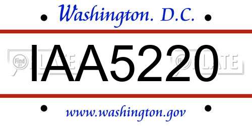 IAA5220 District Of Columbia License Plate