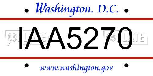 IAA5270 District Of Columbia License Plate