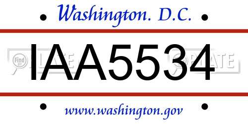 IAA5534 District Of Columbia License Plate