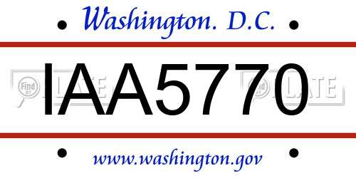 IAA5770 District Of Columbia License Plate