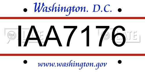IAA7176 District Of Columbia License Plate