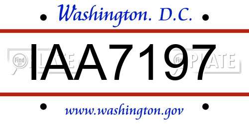 IAA7197 District Of Columbia License Plate
