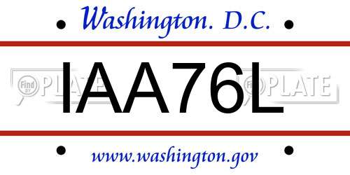 IAA76L District Of Columbia License Plate