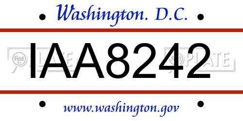 IAA8242 District Of Columbia License Plate