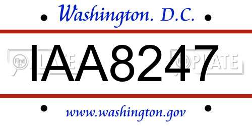 IAA8247 District Of Columbia License Plate
