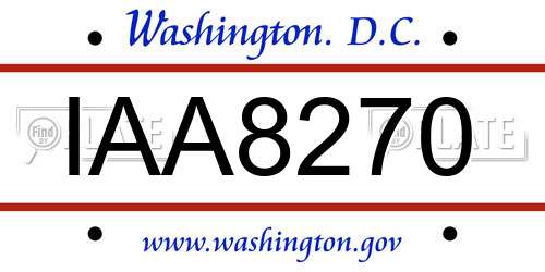 IAA8270 District Of Columbia License Plate
