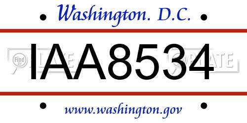 IAA8534 District Of Columbia License Plate