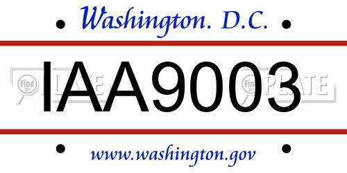 IAA9003 District Of Columbia License Plate