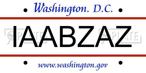 IAABZAZ District Of Columbia License Plate