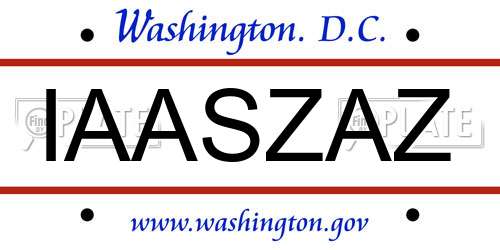 IAASZAZ District Of Columbia License Plate