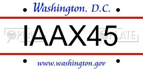 IAAX45 District Of Columbia License Plate