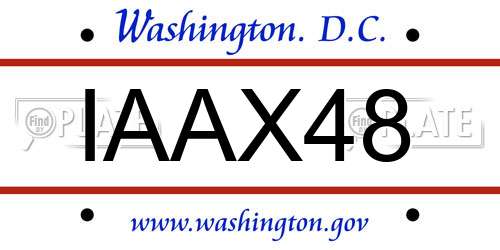 IAAX48 District Of Columbia License Plate