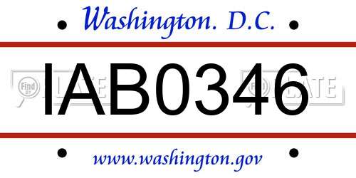 IAB0346 District Of Columbia License Plate