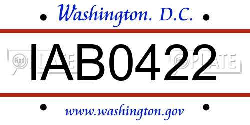 IAB0422 District Of Columbia License Plate