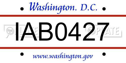 IAB0427 District Of Columbia License Plate
