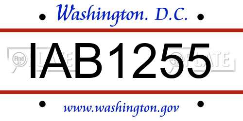 IAB1255 District Of Columbia License Plate