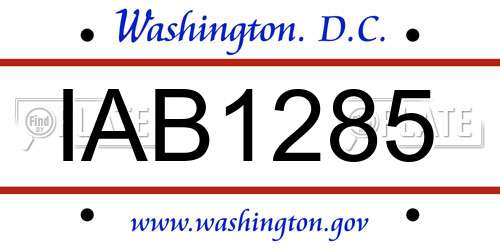 IAB1285 District Of Columbia License Plate