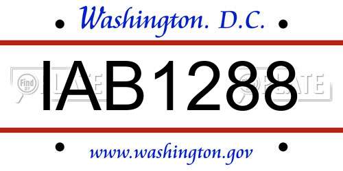 IAB1288 District Of Columbia License Plate