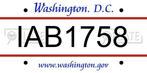 IAB1758 District Of Columbia License Plate