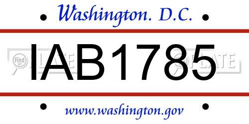 IAB1785 District Of Columbia License Plate