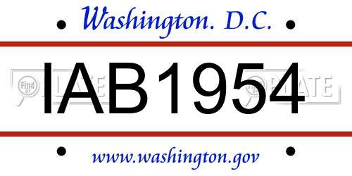 IAB1954 District Of Columbia License Plate