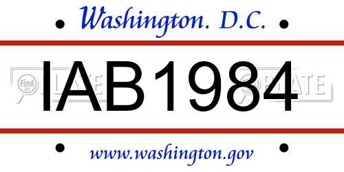 IAB1984 District Of Columbia License Plate
