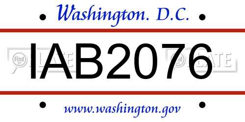 IAB2076 District Of Columbia License Plate