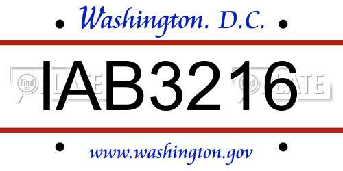 IAB3216 District Of Columbia License Plate