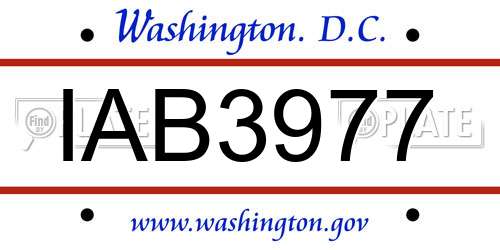 IAB3977 District Of Columbia License Plate