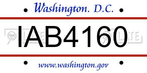 IAB4160 District Of Columbia License Plate