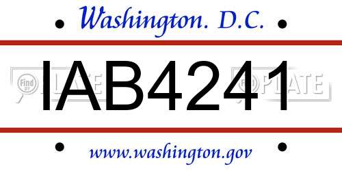 IAB4241 District Of Columbia License Plate