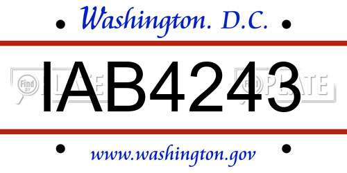 IAB4243 District Of Columbia License Plate