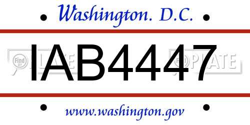IAB4447 District Of Columbia License Plate