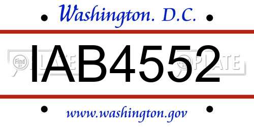 IAB4552 District Of Columbia License Plate