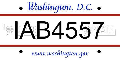 IAB4557 District Of Columbia License Plate