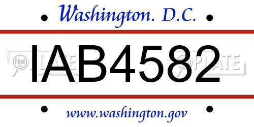 IAB4582 District Of Columbia License Plate