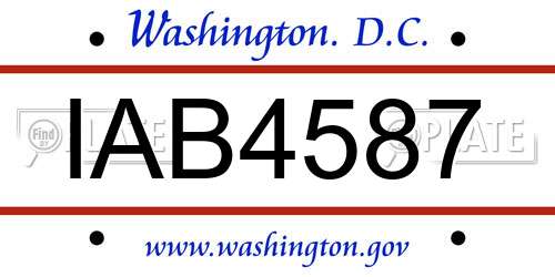 IAB4587 District Of Columbia License Plate
