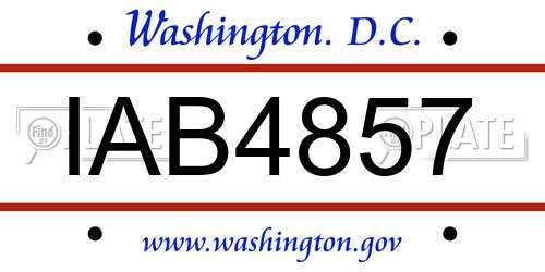 IAB4857 District Of Columbia License Plate