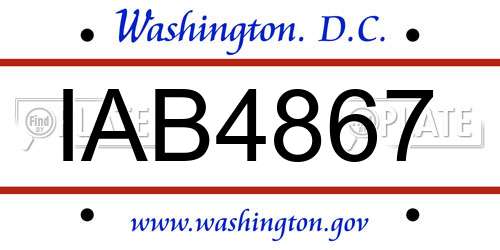 IAB4867 District Of Columbia License Plate