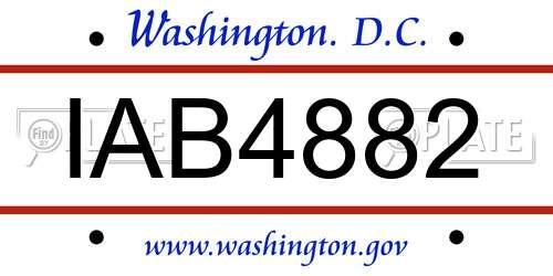 IAB4882 District Of Columbia License Plate