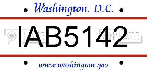 IAB5142 District Of Columbia License Plate