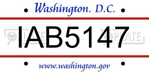 IAB5147 District Of Columbia License Plate