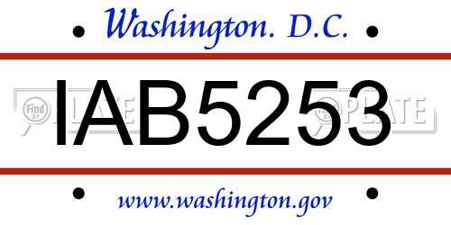 IAB5253 District Of Columbia License Plate