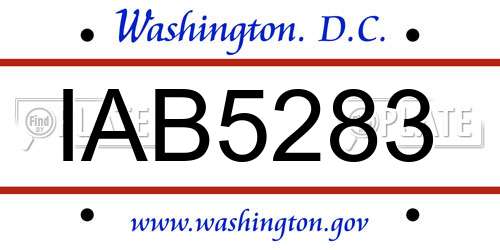 IAB5283 District Of Columbia License Plate