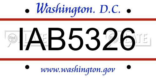 IAB5326 District Of Columbia License Plate