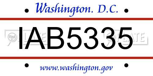IAB5335 District Of Columbia License Plate